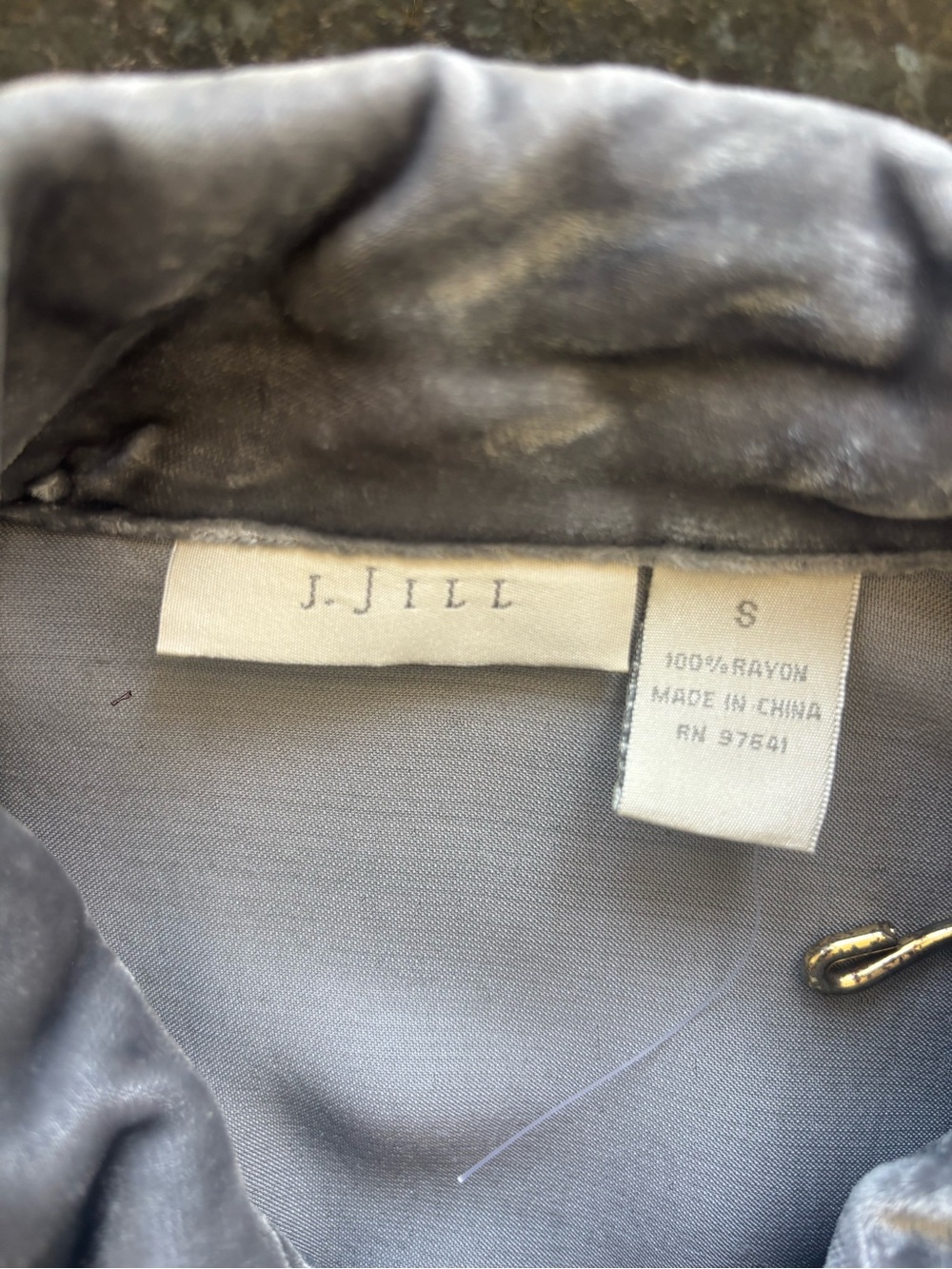 Velvet Button-Front Blouse - Slate Blue - Picture 6 of 6